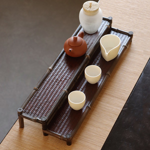 Bandeja de té de bambú morado de doble capa, estante de exhibición para accesorios de ceremonia del té - Product Image 2