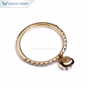 Tianyu Gems 4,2mm Round Lab Diamond DEF VS1 14K Anillo de compromiso de oro amarillo para mujer - Product Image 2