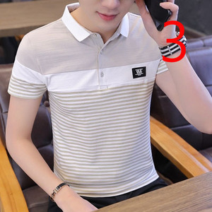 เสื้อยืดมีปกพอร์ตลม7551ฤดูร้อนทรงสลิมเวอร์ชันเกาหลีเทรนด์สีล้วนชั้นนำสำหรับผู้ชายมีความเห็นอกเห็นใจ - Product Image 3