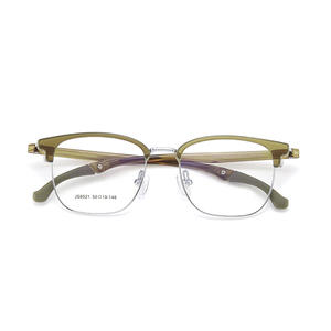 Lunettes de vue ovales demi-cerclées Jinsheng JS6521 pour hommes, monture en alliage, verres en résine, branches antidérapantes réglables 50-19-148 - Product Image 1