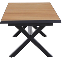 AJUNION Table de luxe à cadre en métal meubles de jardin Table à manger extensible Table de table en bois de teck pieds en forme de X Table à manger d'extérieur