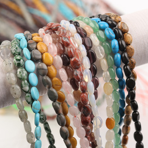 ลูกปัดหินทรงวงรีแบนขนาด8*6มม. ลูกปัดทรงไข่ลูกปัดหินธรรมชาติแบบกึ่งสำเร็จ<span class=keywords><strong>รูป</strong></span>เครื่องประดับสร้อยคอแบบทำมือ - Product Image 4