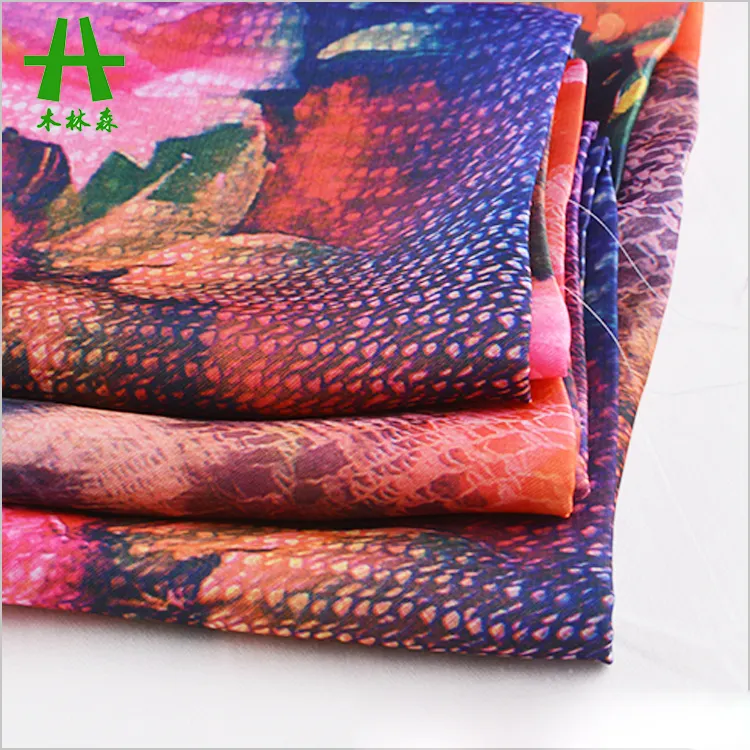Mulinsen Textile Soft Silk Touch Woven Fine 50D Satin Chiffon Digital Print Fabric 100% Polyester Fabric Roll