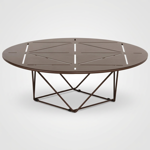 Mesa de Centro Redonda Moderna de Hierro y Latón AK, Acabado Marrón, Mueble de Tendencia para Sala de Estar, Muebles de Interior - Product Image 3