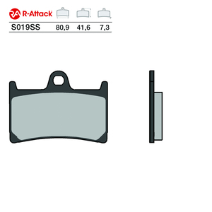 ผ้าเบรกมอเตอร์ไซค์ R-Attack S019SS ขนาด 80.9x41.6x7.3 มม. แบบ Sintered สำหรับล้อหน้า ได้รับการรับรองมาตรฐาน R90 ผลิตจากทองแดง - Product Image 1