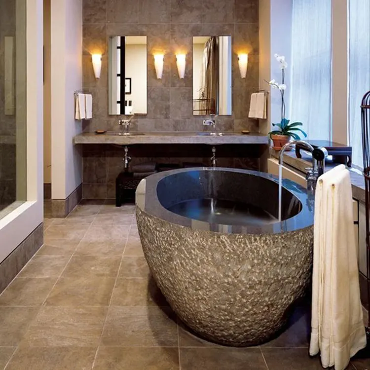 Baignoire ovale en marbre naturel, pour salle de bains, taille basse, baignoire pour bébé et adulte