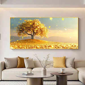 Nouvelle conception Décoration murale pour la maison Art mural pour hôtel Salon Peinture sur porcelaine cristal diamant Paysage d'<span class=keywords><strong>arbre</strong></span> doré Personnalisée en usine - Product Image 5