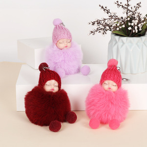 Porte-clés en peluche 3D mignon en forme <span class=keywords><strong>de</strong></span> poupée endormie, breloque <span class=keywords><strong>de</strong></span> sac tendance, pendentif <span class=keywords><strong>de</strong></span> téléphone, porte-clés <span class=keywords><strong>de</strong></span> voiture pour filles, petit cadeau - Product Image 3