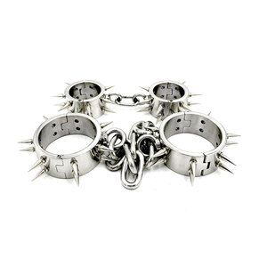 Bondage-Halsband mit Nieten und Handschellen aus Edelstahl, Metallfesseln, Sexprodukte, Sklave, BDSM, Spiele für Erwachsene, Handschellen, Fetisch-Spielzeug - Product Image 5