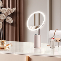 Miroir de maquillage LED pliable plaqué or avec éclairage professionnel, grossissant, pour coiffeuse et cosmétiques
