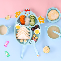 Matériau de qualité alimentaire respectueux de l'environnement conception de dessin animé bébé tout-petits enfants plateau alimentaire assiette divisée bol ensemble de couverts