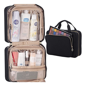 Neceser de viaje con 4 secciones, organizador resistente al agua, grande, de nailon, para maquillaje, para baño y ducha - Product Image 3