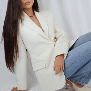 Thiết kế mới thời trang giản dị chính thức nút duy nhất dài tay áo blazer tay áo độn vai thoải mái phù hợp với giản dị blazering - Product Image 3