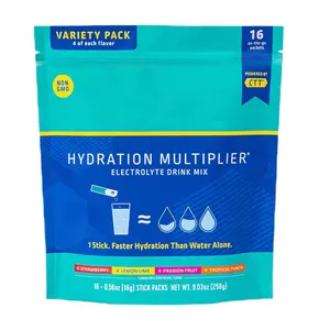 Hydration Multiplier Variety Pack 4 Flavors Lemon Lime Passion Fruit Strawberry Tropical Punch Electrolyte Drink Mix Recovery