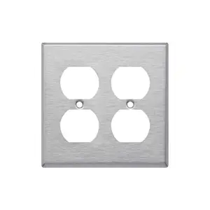Electrical 2-Gang Metal Boxes Cover Stainless Steel Duplex Receptacle Wall Plate