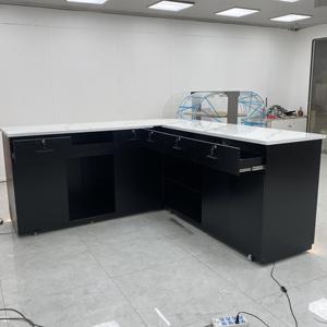 Gebogene Empfangstheke mit <span class=keywords><strong>LED</strong></span>-Streifenbeleuchtung Schwarze Geriffelte Front Marmorplatte Kassenbereich für Einzelhandelsgeschäfte Bäckereien Cafés - Product Image 5