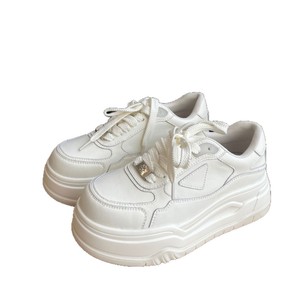 6cm thick leather little white <b>shoes</b> for women, 2026 spring new style, <b>height</b>-<b>increasing</b> casual slip-on sports <b>shoes</b> - Product Image 1