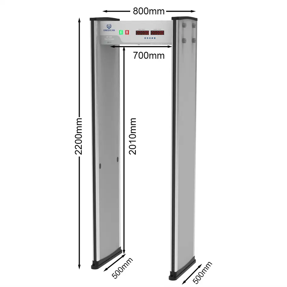 Đa vùng đi bộ qua máy dò kim loại ub500 6100/vũ khí phát hiện Mega G3 cho máy quét an ninh sân bay