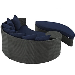 Tumbona Redonda de Mimbre para Exteriores con Toldo, Muebles de Patio, Tumbona de Playa, Sofá Cama Redondo de Mimbre - Product Image 4