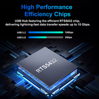 Hub multifonction 4 en 1, transmission de données haute vitesse 10 Gbps, hub USB de type C, hub USB 4 ports, station d'accueil pour ordinateur portable pour Mac PC