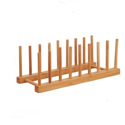 Multifunctional easy to assemble dish drying Rack,wooden Dish Drainers& bamboo plate rack.Kitchen lids cup holder&bookshelf