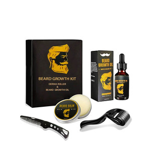 Kit de croissance de la barbe : Rouleau Derma, Huile et Baume à Barbe, Peigne – Soin Épaississant pour Hommes - Product Image 1