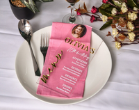 Carte de menu d'anniversaire personnalisée en acrylique transparent, lettres dorées 3D, impression photo, menu de table en plexiglas personnalisé pour mariage
