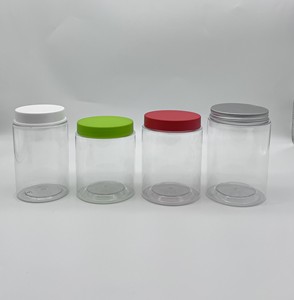 Venta al por mayor transparente PET contenedores de almacenamiento de alimentos 250g/500gr/16oz/12oz mantequilla de maní tarros de plástico tapas con etiquetas personalizadas para aperitivos - Product Image 2