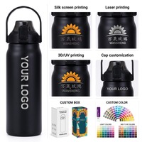 Bouteille d'eau isotherme en acier inoxydable 316 de grande capacité (34, 40, 50 oz) avec poignée et couvercle à paille pour le sport et la gym – Vente en gros