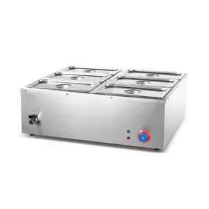 Buffet aquecedor de comida portátil elétrico de aço inoxidável com 6 panelas bain marie