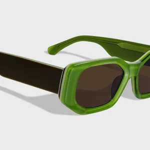 Yeetian Vogue Beveled Design High End Outside Inside Green Lamination Frame Eyewear Manufacturer Acetate Sunglasses