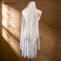 YouLaPan V169 mode mariée couche unique bout des doigts Long voile haut fête mariage court voile avec strass étincelants
