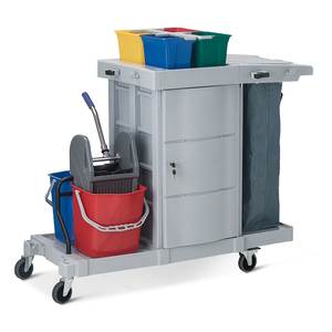 Chariot de nettoyage multifonctionnel pour restaurant et hôtel Chariot de service pour concierge avec serpillière Chariot de blanchisserie pour bar - Product Image 1