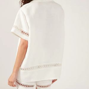 Conjunto de Lino Personalizado para Mujer, Verano 2025, Traje de Lino Holgado con Botones y Manga Corta para Damas - Product Image 4