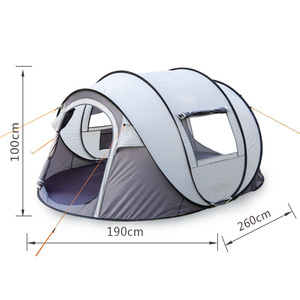 Carpa Pop-Up 260x190x100cm de una sola capa, apertura rápida, para 3-4 personas, forma de barco, para camping - Product Image 4