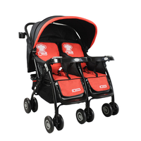 Poussette double Atibei pour jumeaux, pliable, légère, avec cadre en tube de fer, pour 0-3 ans, possibilité de s'asseoir et de se coucher