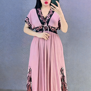 Nuevo Camisón Retro para Mujer Madura, Primavera/Verano, Lujoso y Elegante con Encaje y Cinta, Sexy y Transpirable, Ropa de Dormir de Nailon - Product Image 1