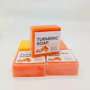 Hot Selling Handmade Organic Kojic Acid Bath Soap Dark Spots Remover Whitening Deep Clean Turmeric Soap