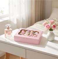 Boîte à gâteaux, biscuits, chocolats, cupcakes en carton recyclable avec fenêtre transparente, doublure en éponge, logo personnalisé en relief, vente en gros, cadeau