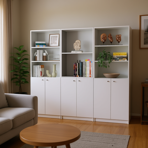 Set di 3 Librerie Emery Bianche, Scaffale Moderno con Scomparti, Arredamento per Soggiorno, Design Minimalista, Mobile Autoportante per la Casa - Product Image 2