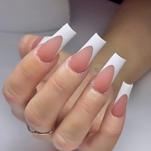 Kit de <span class=keywords><strong>Uñas</strong></span> Acrílicas Cuadradas Rosadas Francesas de 24 Piezas, con Líneas Difuminadas Pintadas a Mano en Contraste, Totalmente Cubiertas, para Arte de <span class=keywords><strong>Uñas</strong></span> al por Mayor - Product Image 1