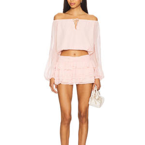 Maglia Casual <span class=keywords><strong>monospalla</strong></span> da donna maglia in Chiffon traspirante a maniche lunghe con decorazione a bottone per tutte le stagioni - Product Image 5