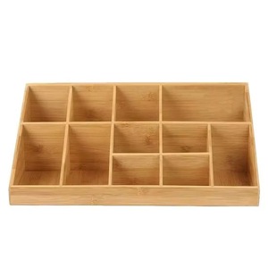 Bamboo Spice <b>Storage</b> <b>Box</b> Rectangular 12 Compartments Eco-Friendly <b>Kitchen</b> Organizer For Tea Coffee Utensils - Product Image 1