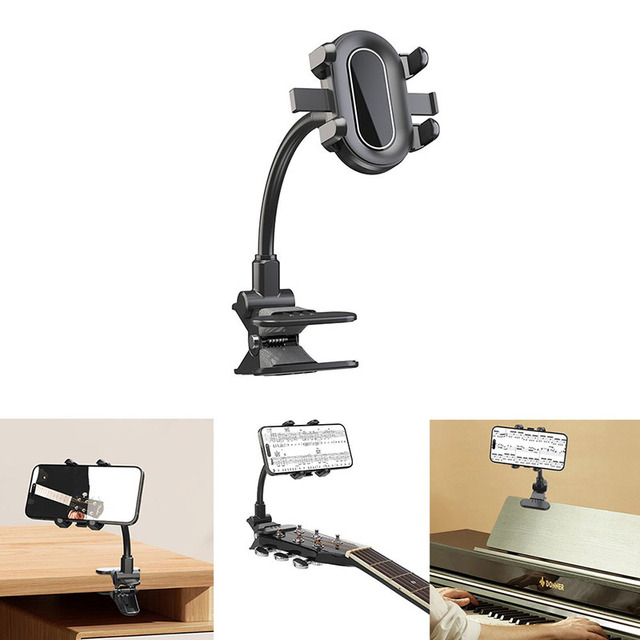 China Factory Adjustable Gooseneck Guitar Phone Holder Flexible Plastic Musical Instrument Stand High Visibility Search Engine