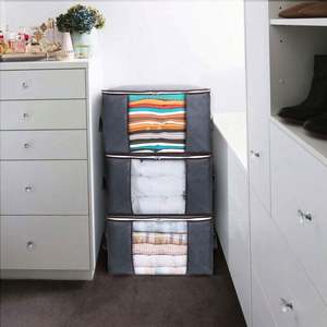 Sacs de rangement pliables à 3 couches en tissu non tissé composite pour couette, drap, couverture dans la chambre ou le salon - Product Image 2