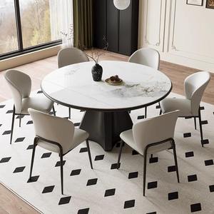 โต๊ะรับประทานอาหารแบบขยายได้ทันสมัย พร้อมแผ่นขยายที่ซ่อนอยู่ สามารถเปลี่ยนเป็นโต๊ะรูปวงรีขนาดใหญ่ ท็อปหินลายศิลปะ เหมาะสำหรับอพาร์ตเมนต์ - Product Image 3