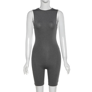 XS <strong>Women's</strong> <strong>Sleeveless</strong> Shorts Biker Jumpsuit Solid Color Romper Outfit Summer 2022 Tights Bodysuit Bodysuit Running Sport <strong>Jumper</strong> - Product Image 3