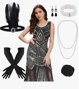 Vestidos Flapper de los años 1920 para mujer, vestido de lentejuelas con flecos <span class=keywords><strong>Gran</strong></span> Gatsby para mujer con accesorios de los años 20, disfraces rugientes de los años 20 - Product Image 2