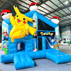 Château gonflable commercial avec toboggan en PVC, personnages de dessins animés pour enfants, <span class=keywords><strong>PIKACHU</strong></span>, maison de rebond gonflable, combo pour location de fête - Product Image 2
