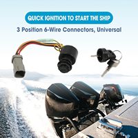 Sakelar Pengapian dengan 2 Kunci Pengganti 129572 Cocok untuk Kapal Tracker Marine, Konektor 3 Posisi 6-Kabel, Universal